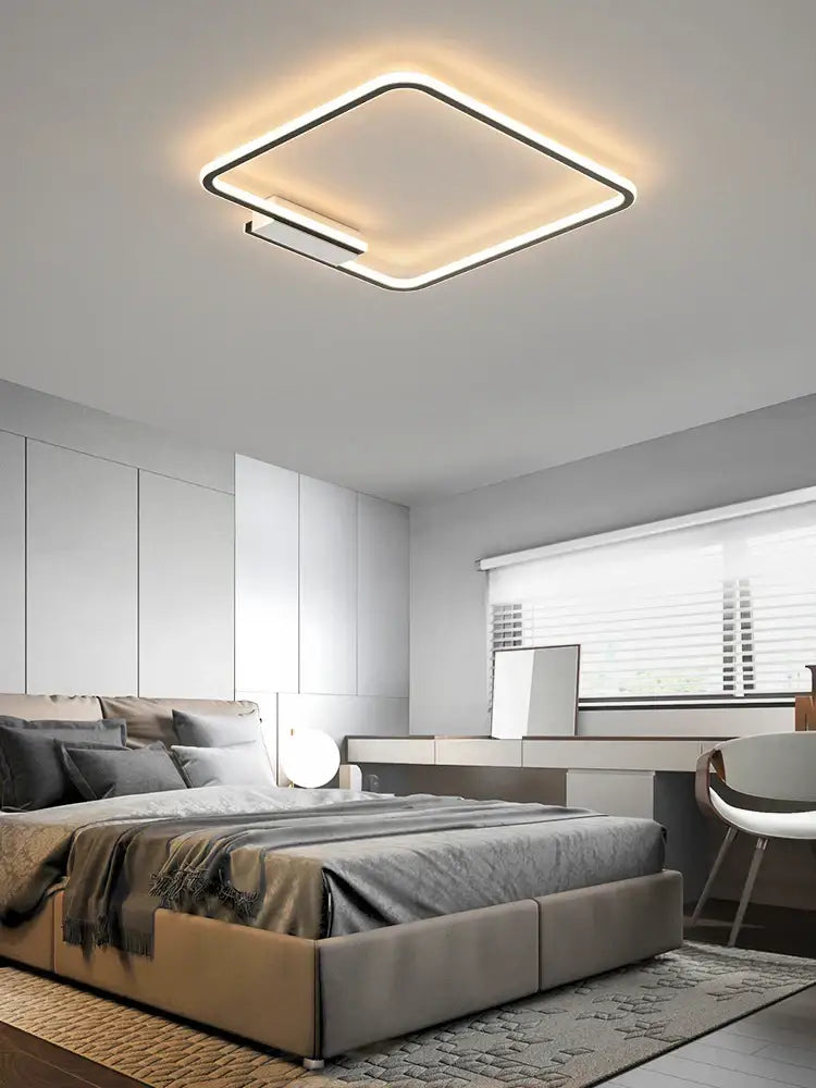 Black LED Ceiling Lamp with Dimmable Round Shade