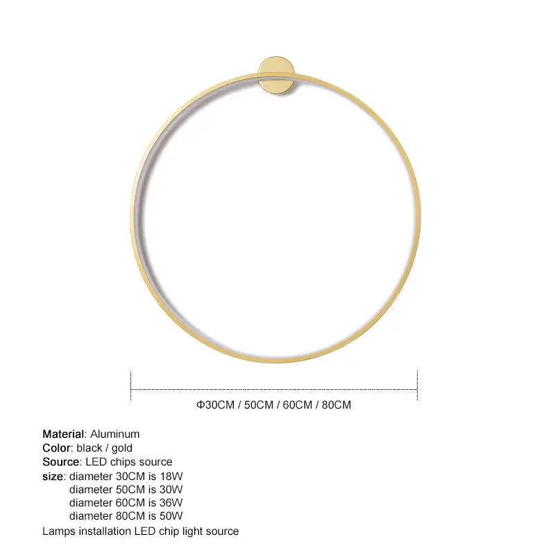 Black Circular LED Wall Light