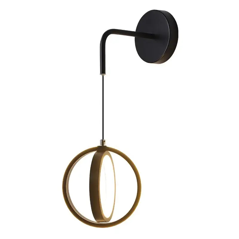 Black Circular Iron Wall Sconce for Bedroom