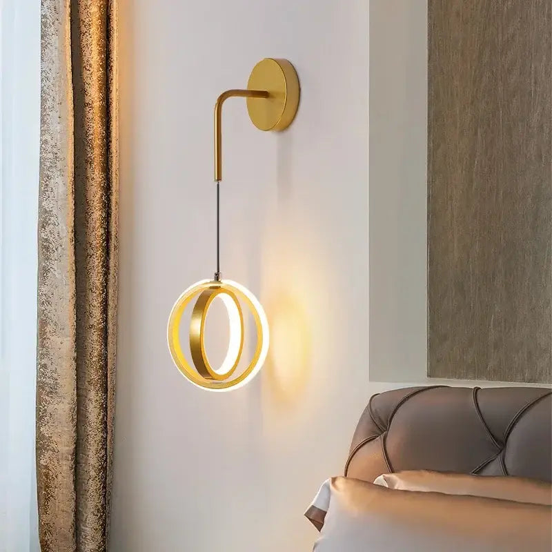 Black Circular Iron Wall Sconce for Bedroom