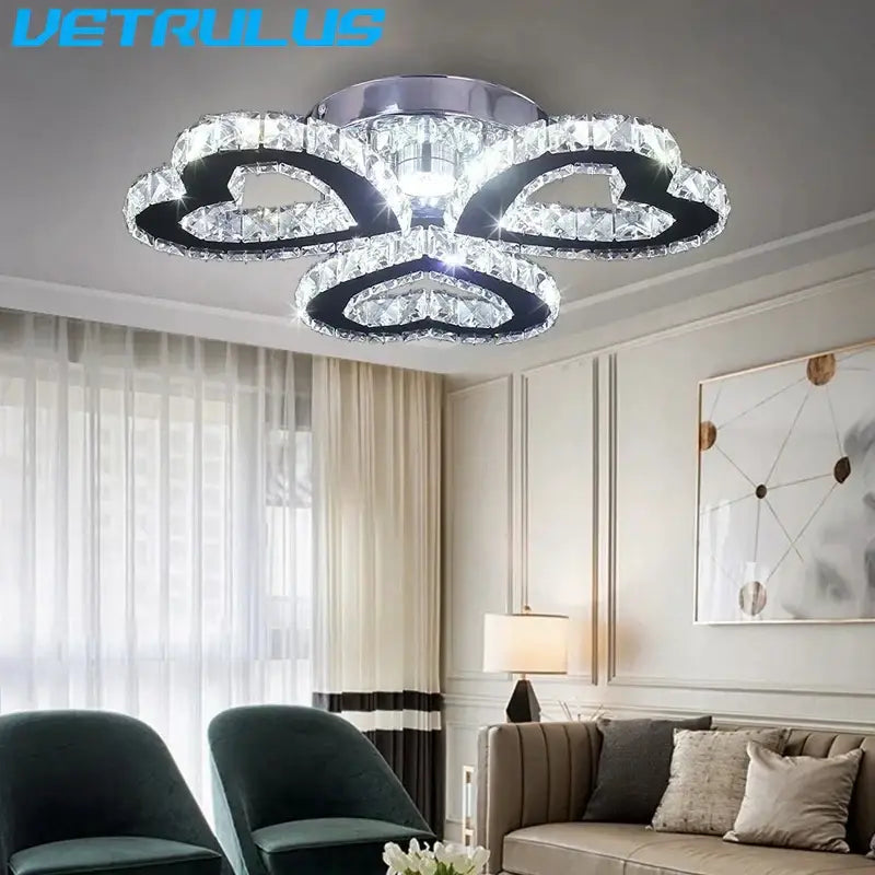 Black Crystal Ceiling Chandelier Clear Accents
