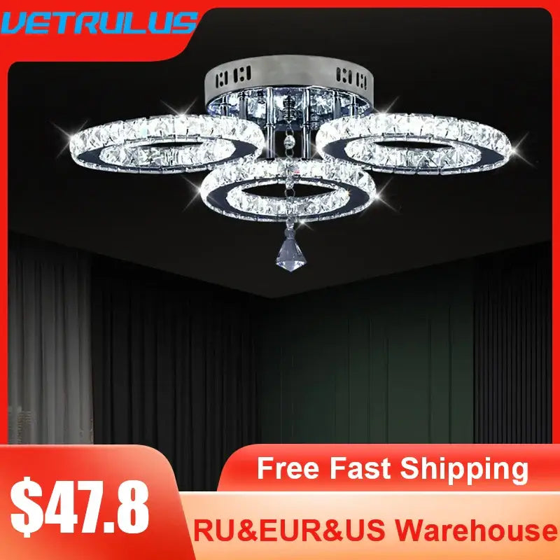 Black Crystal Ceiling Chandelier Clear Accents
