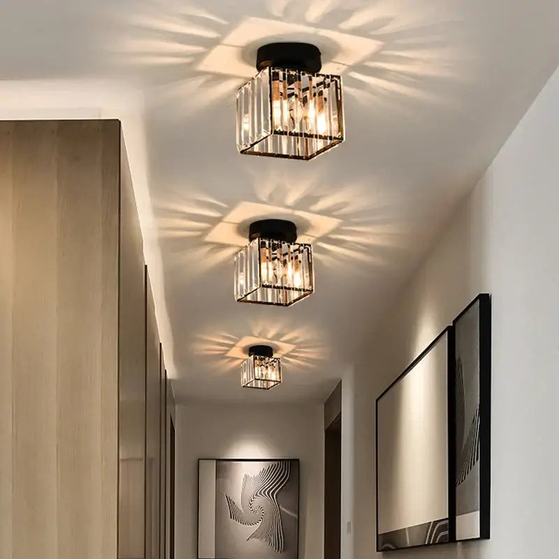 Black Crystal Ceiling Light Clear Crystal Mix