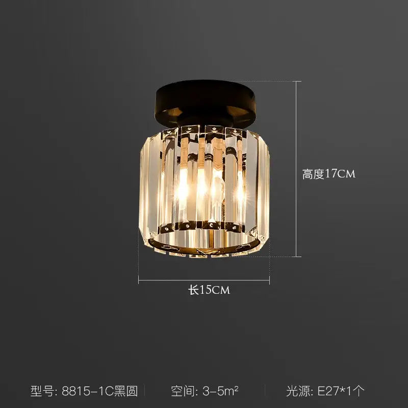 Black Crystal Ceiling Light Clear Crystal Mix