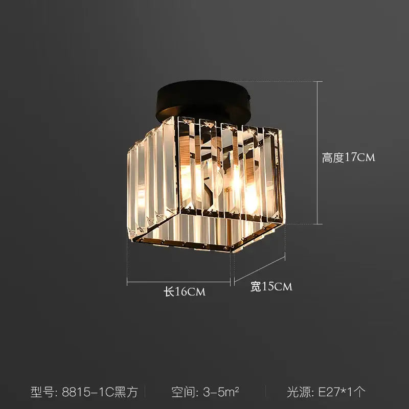 Black Crystal Ceiling Light Clear Crystal Mix