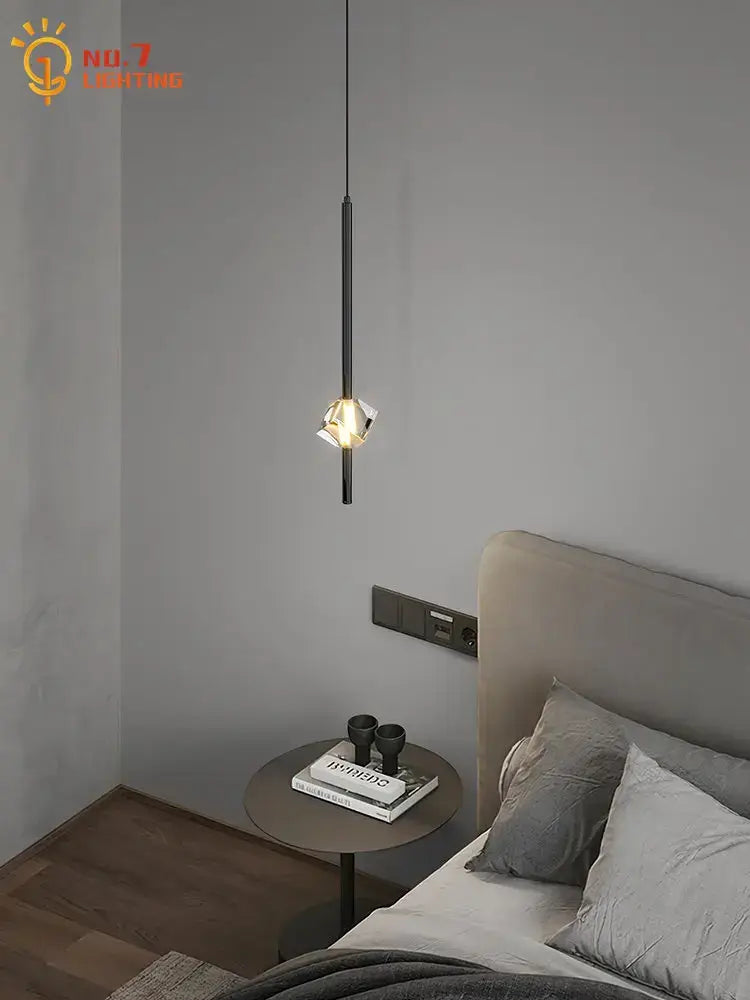 Black Crystal Pendant Light with Minimalist Design