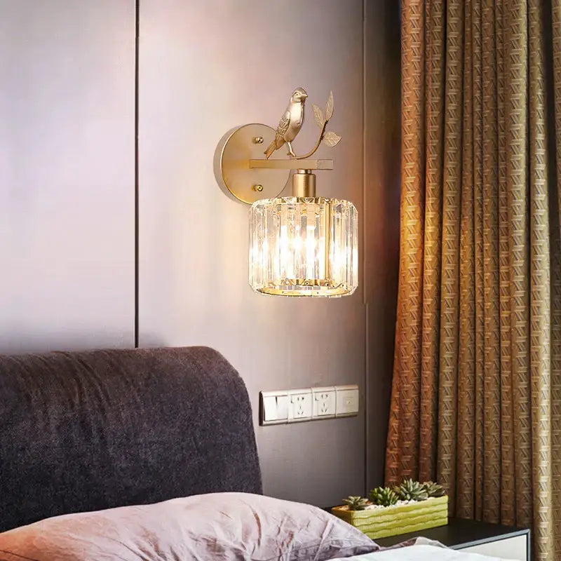 Black Crystal Bird Sconce