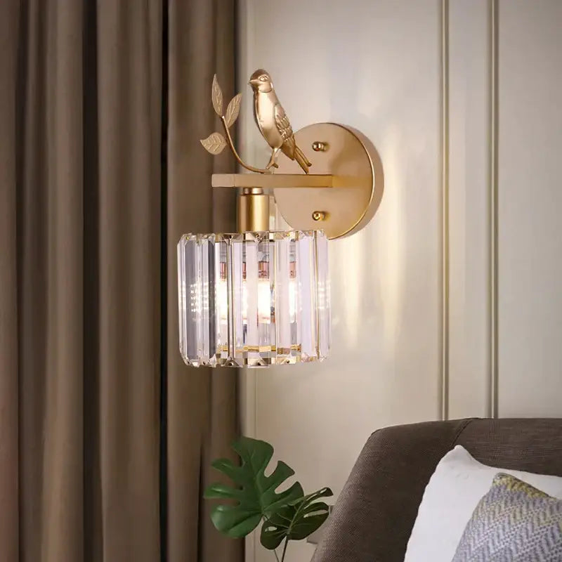 Black Crystal Bird Sconce