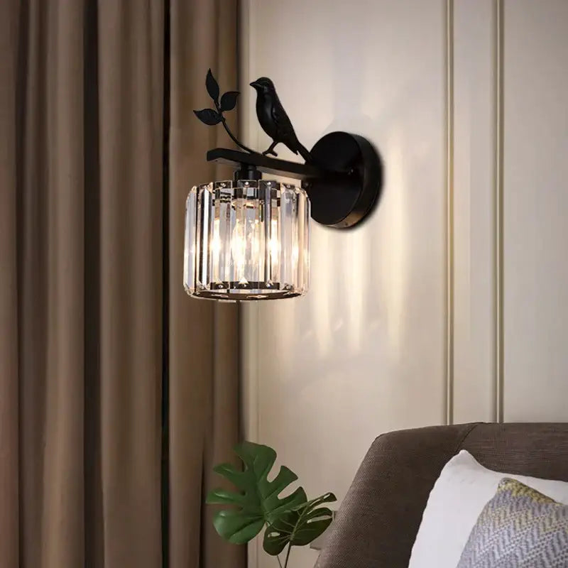 Black Crystal Bird Sconce