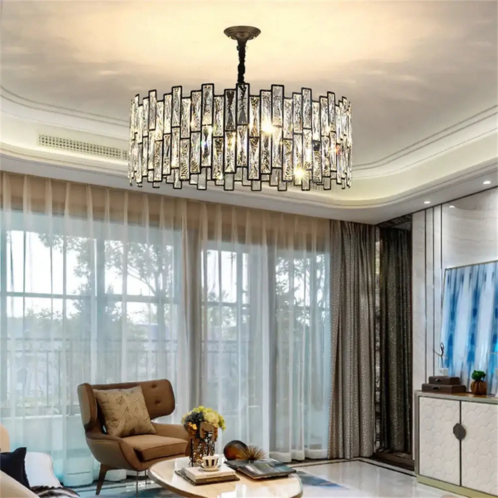 Black Crystal Vertical Chandelier