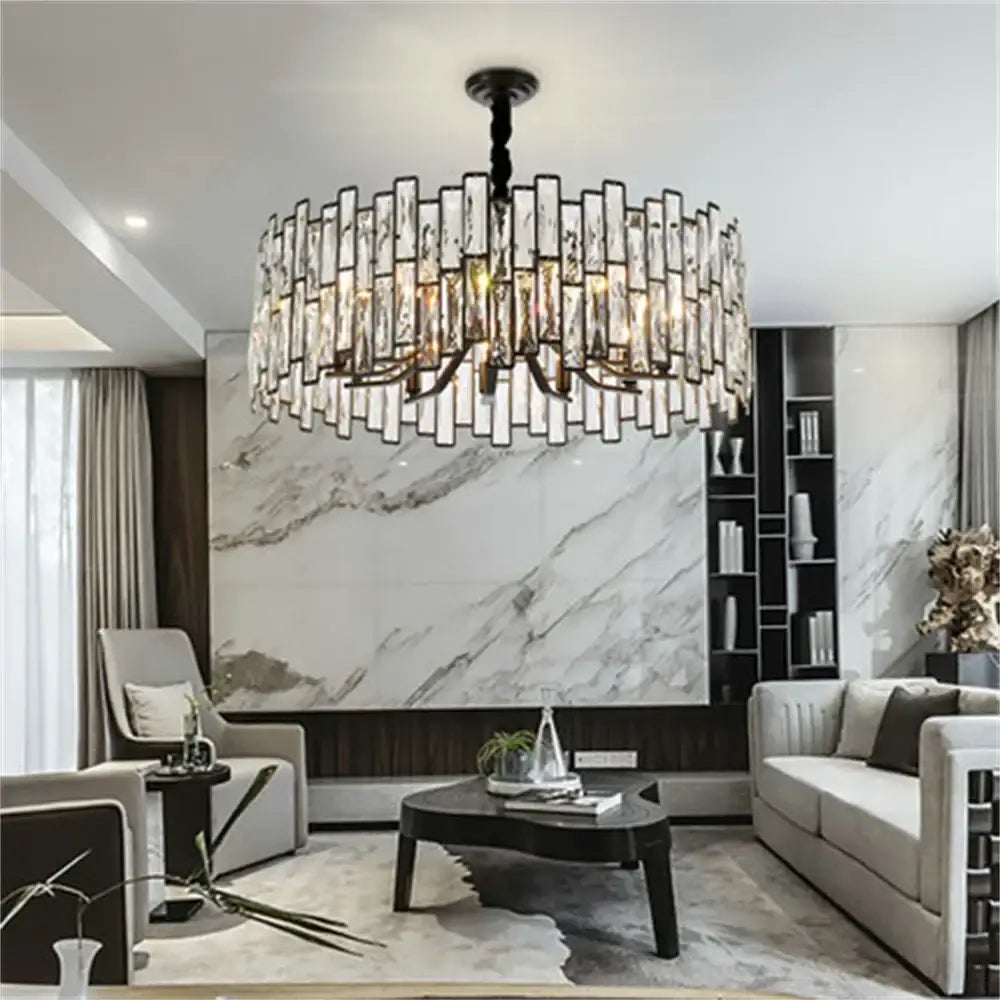 Black Crystal Vertical Chandelier