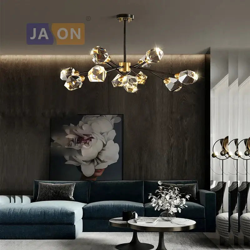 Black Crystal Copper Chandelier