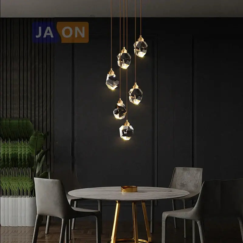 Black Crystal Copper Chandelier