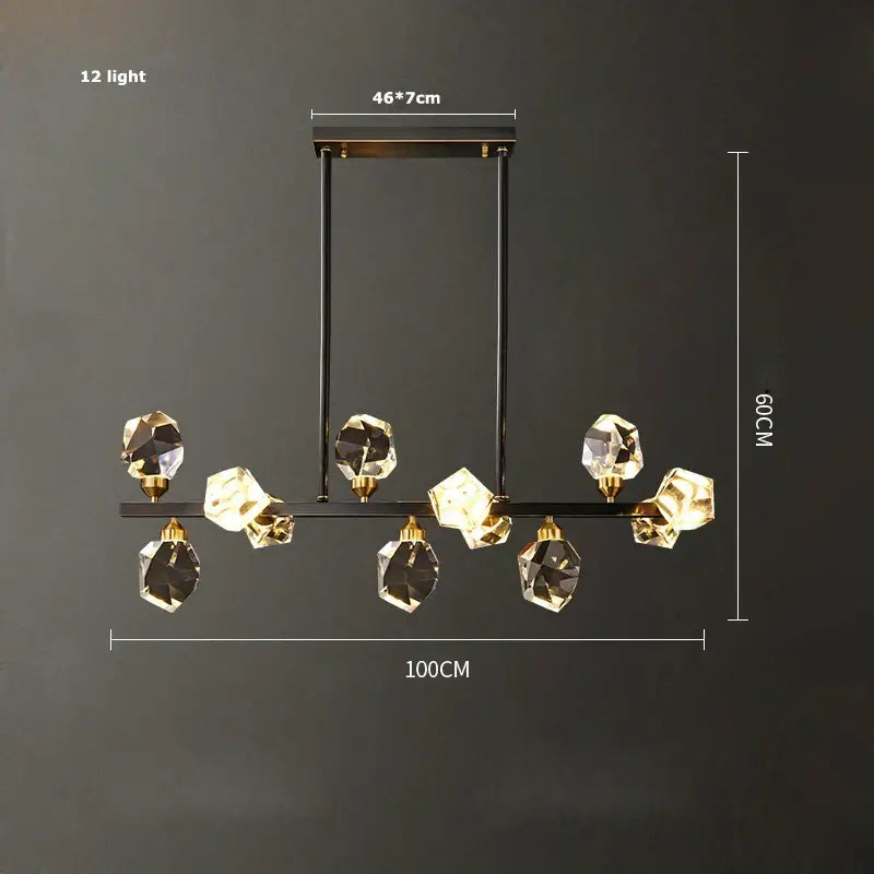 Black Crystal Copper Chandelier