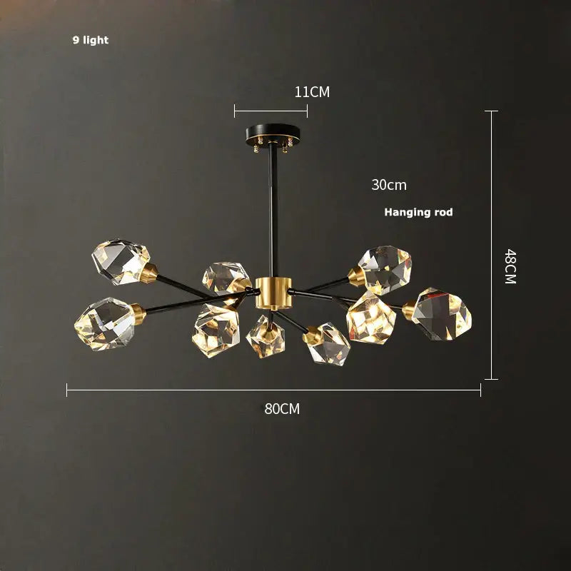 Black Crystal Art Deco Chandelier