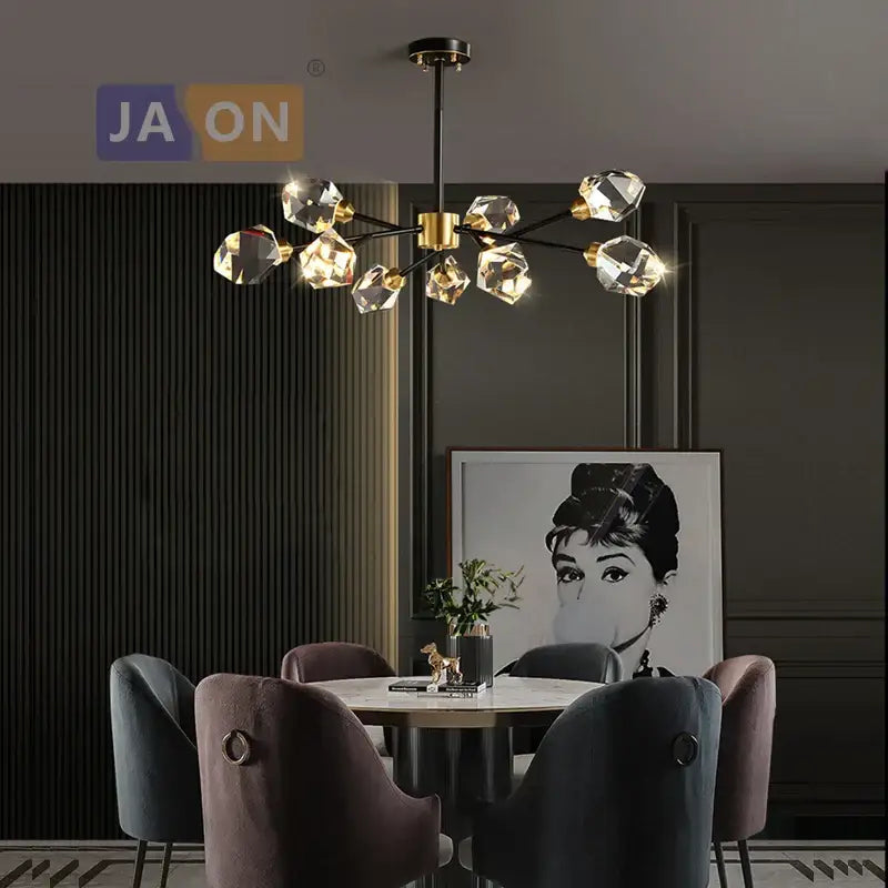 Black Crystal Art Deco Chandelier