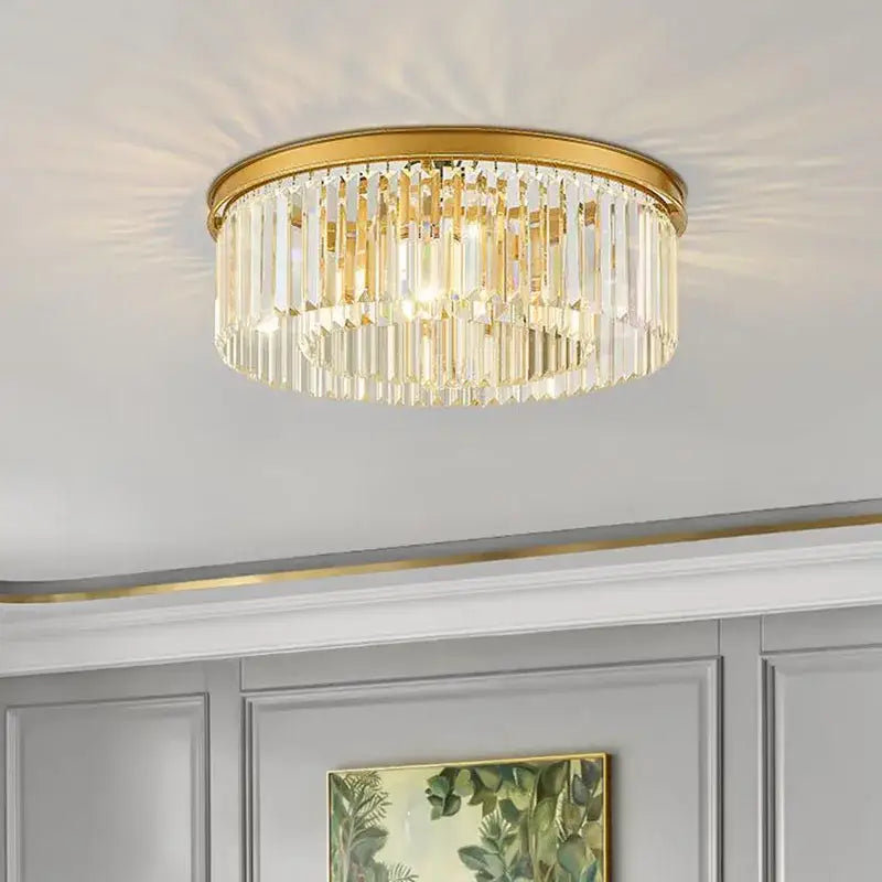 Black Crystal Flush Mount Light