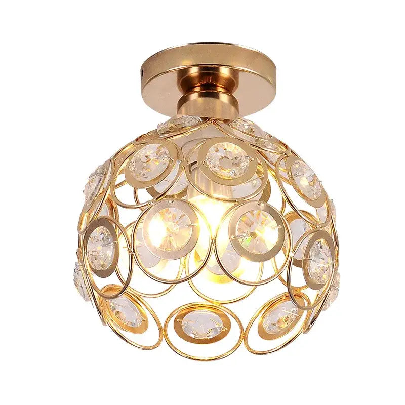 Black Crystal Ceiling Light Hollow-Carved Design
