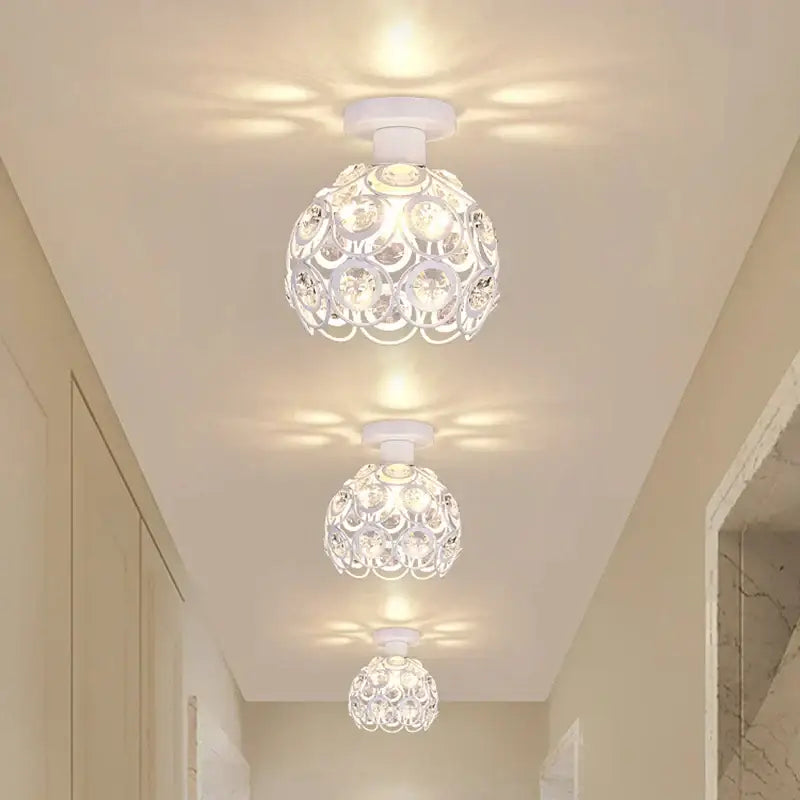 Black Crystal Ceiling Light Hollow-Carved Design