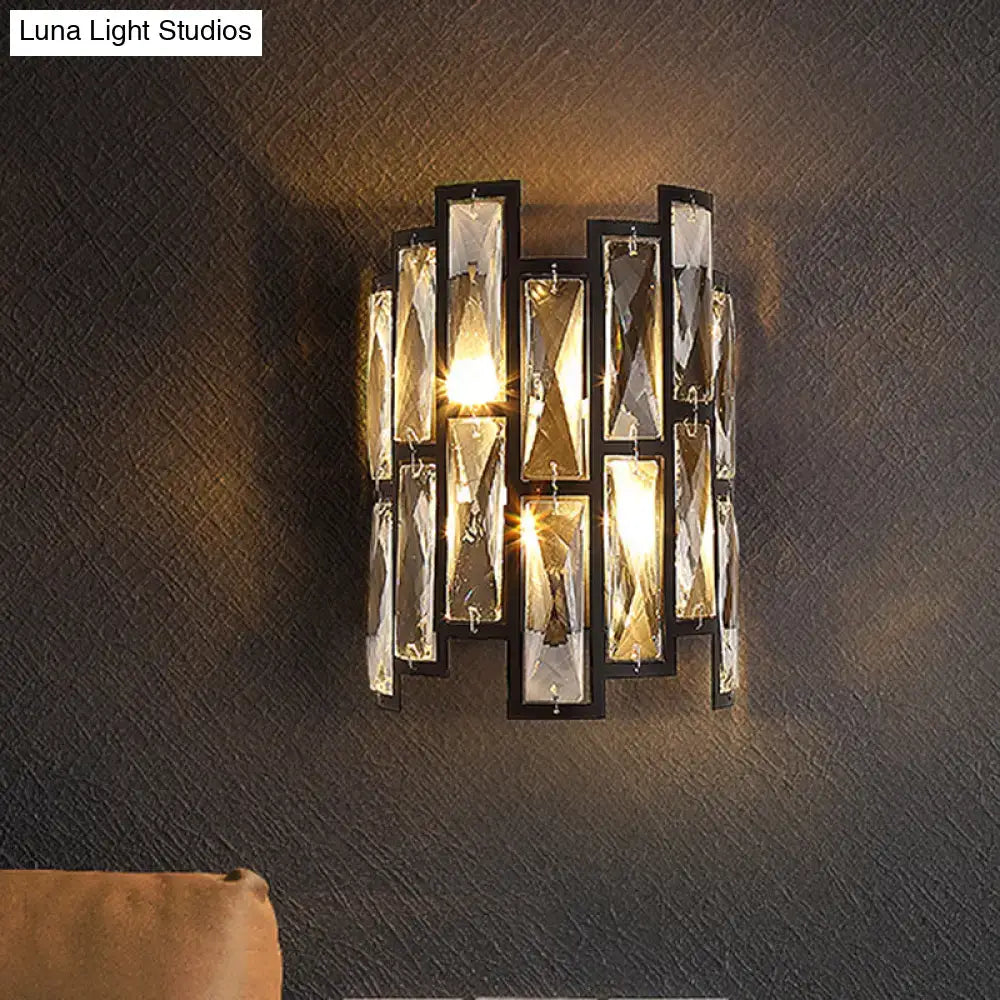 Black Crystal Half-Cylinder Block Sconce