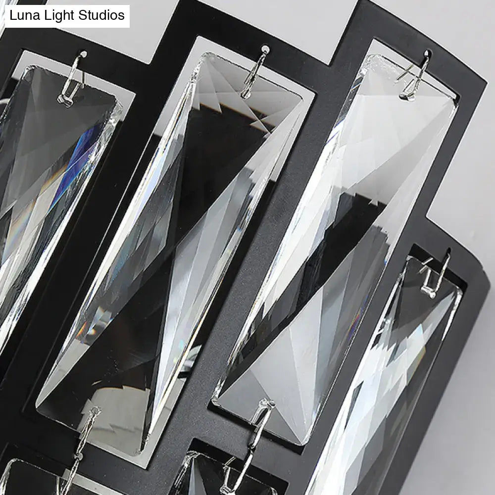 Black Crystal Half-Cylinder Block Sconce