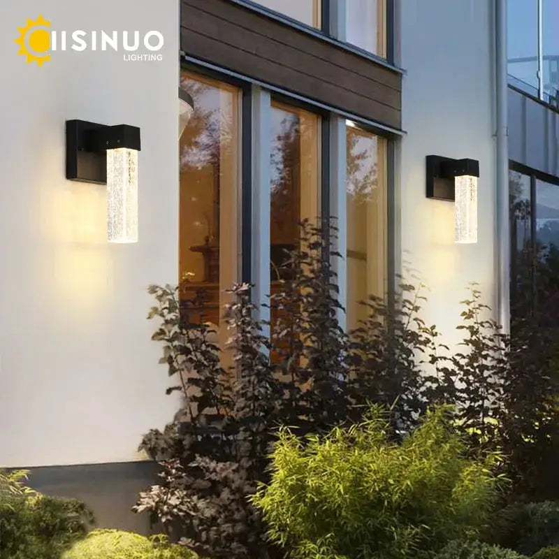 Black Crystal Outdoor Wall Light