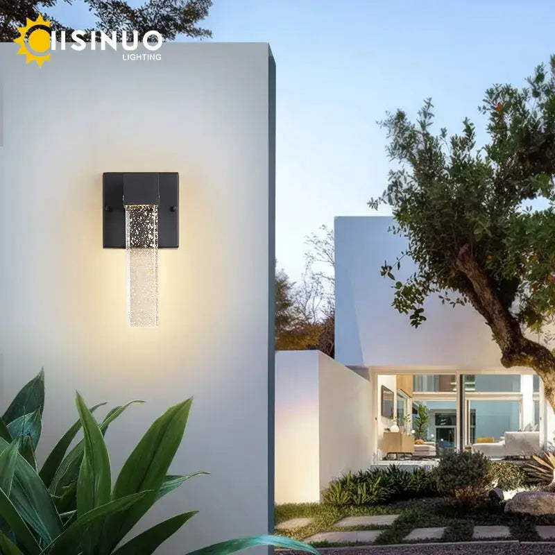 Black Crystal Outdoor Wall Light