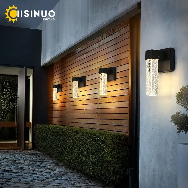 Black Crystal Outdoor Wall Light