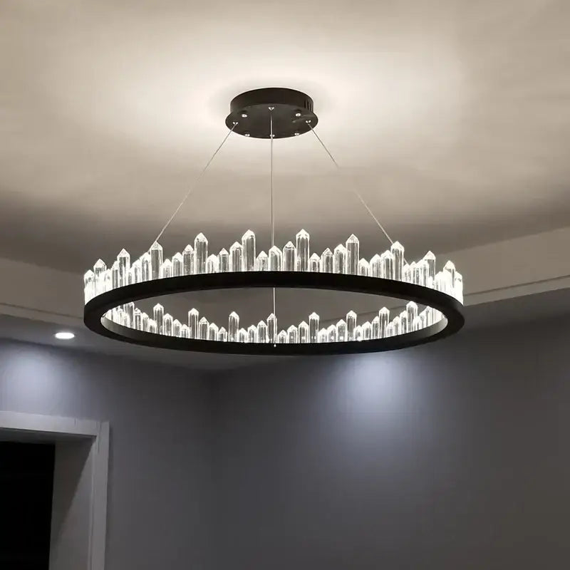 Black Crystal 80cm Pendant Light