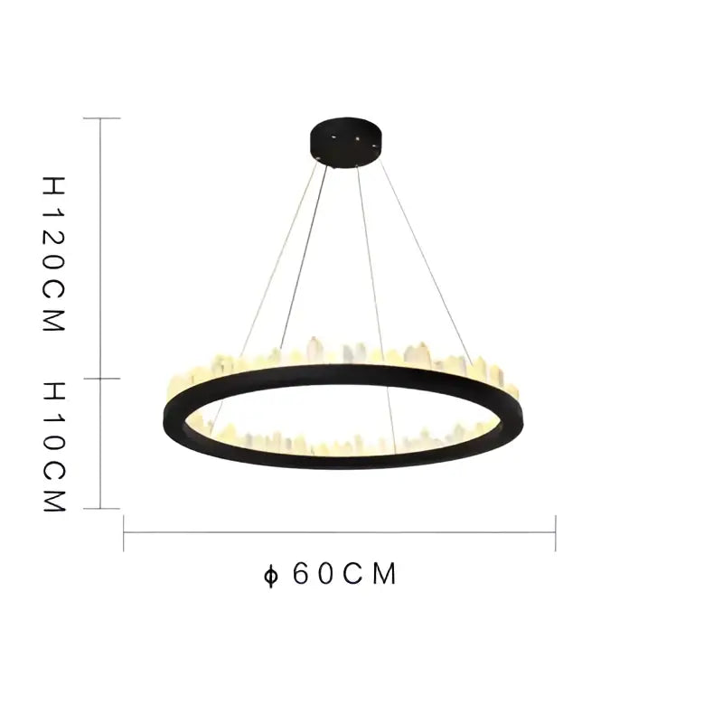 Black Crystal 80cm Pendant Light