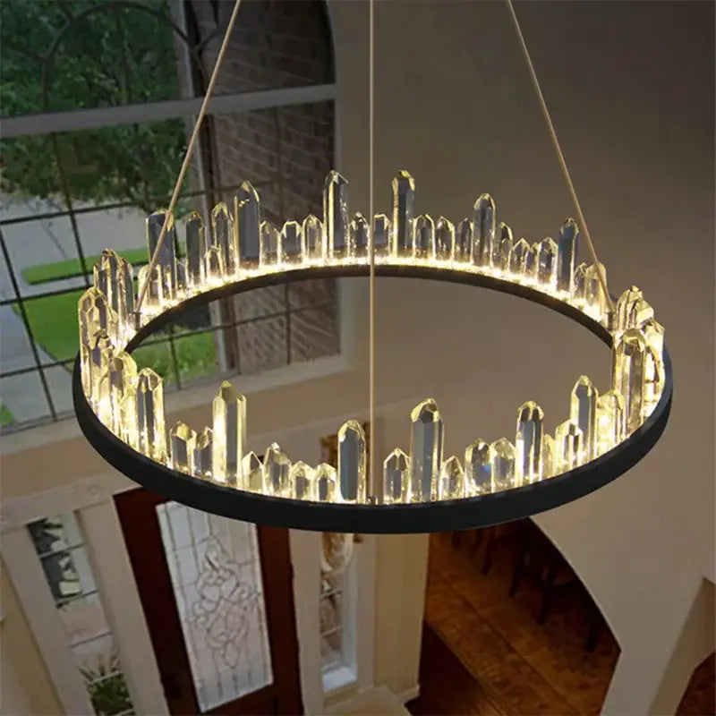 Black Crystal 80cm Pendant Light