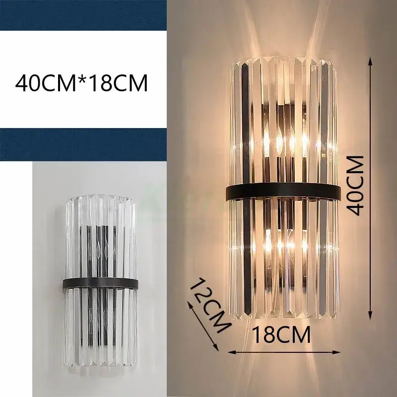 Black Glass 40cm Wall Sconce