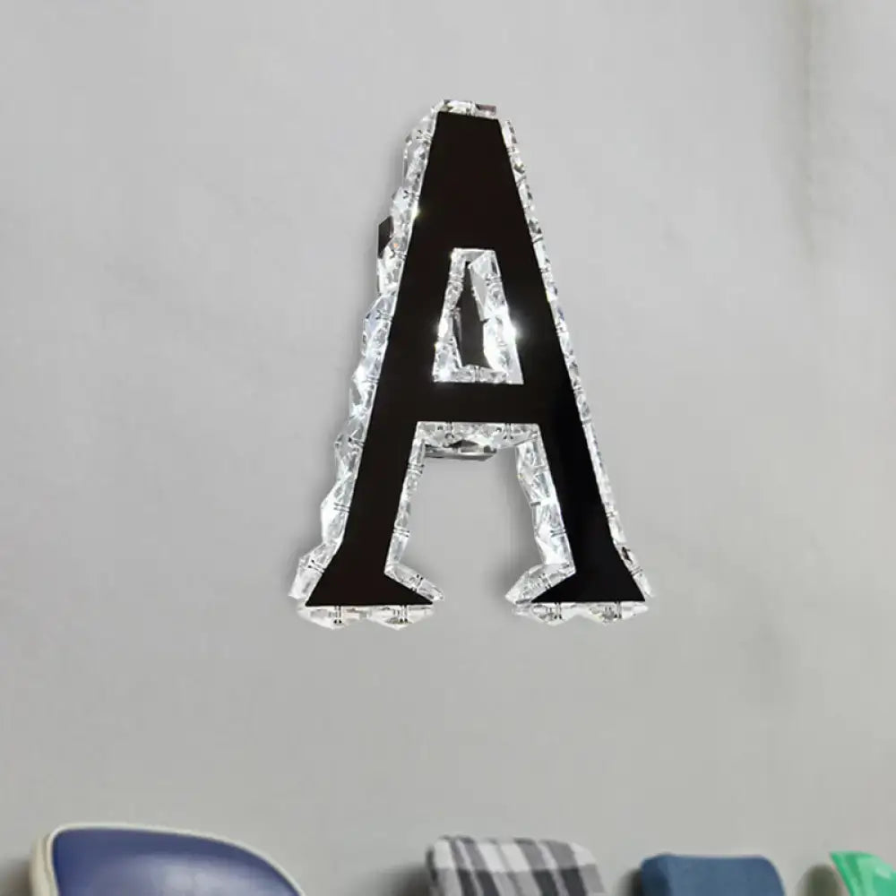 Black Crystal Letter Sconce