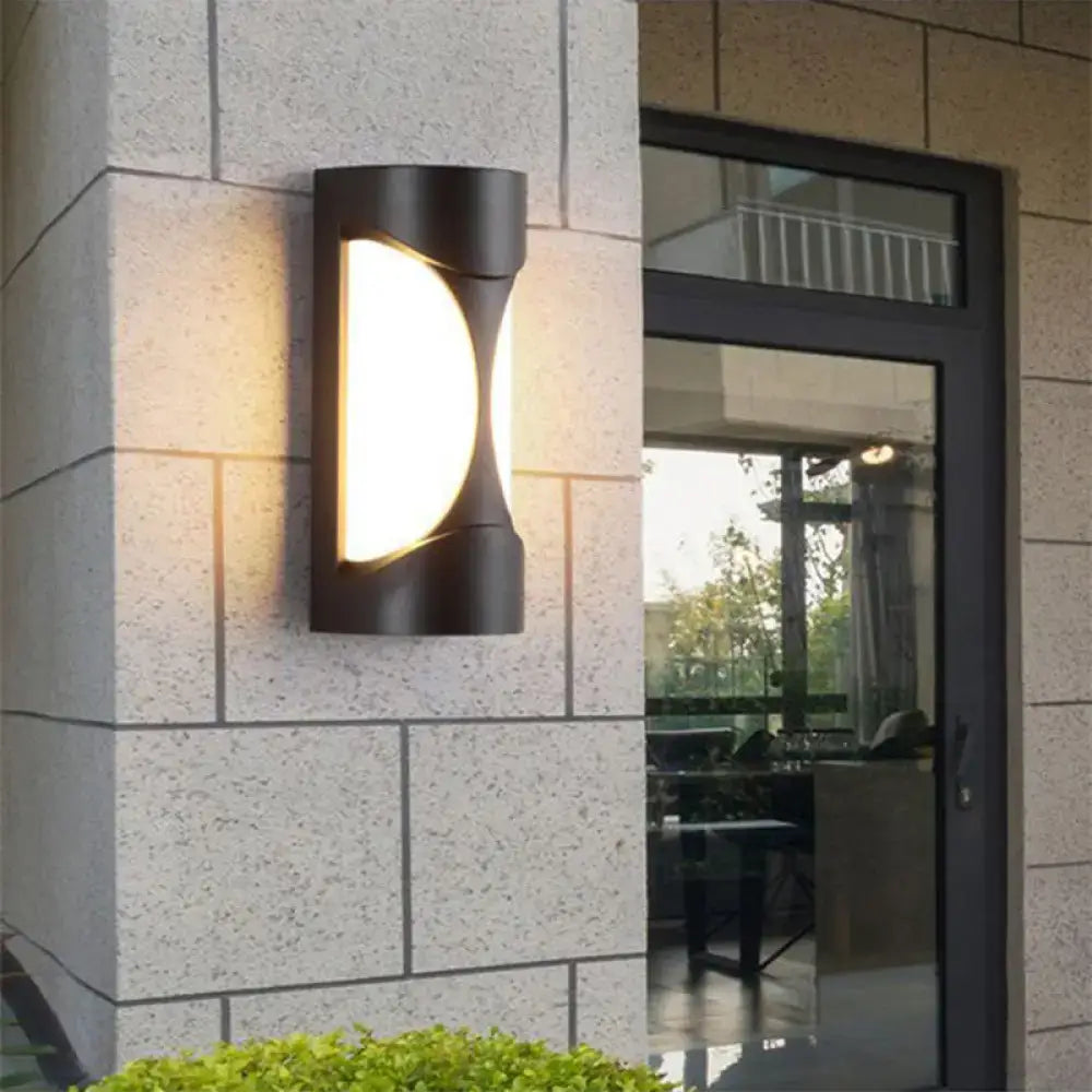 Black Curved Patio Sconce