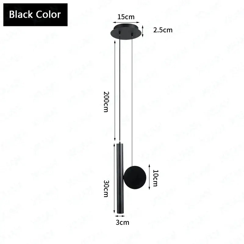 Black Cylindrical LED Pendant Lamp for Dining