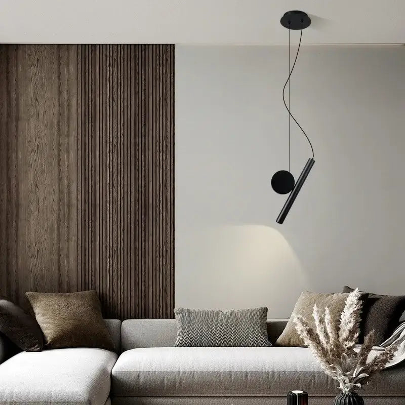 Black Cylindrical LED Pendant Lamp for Dining