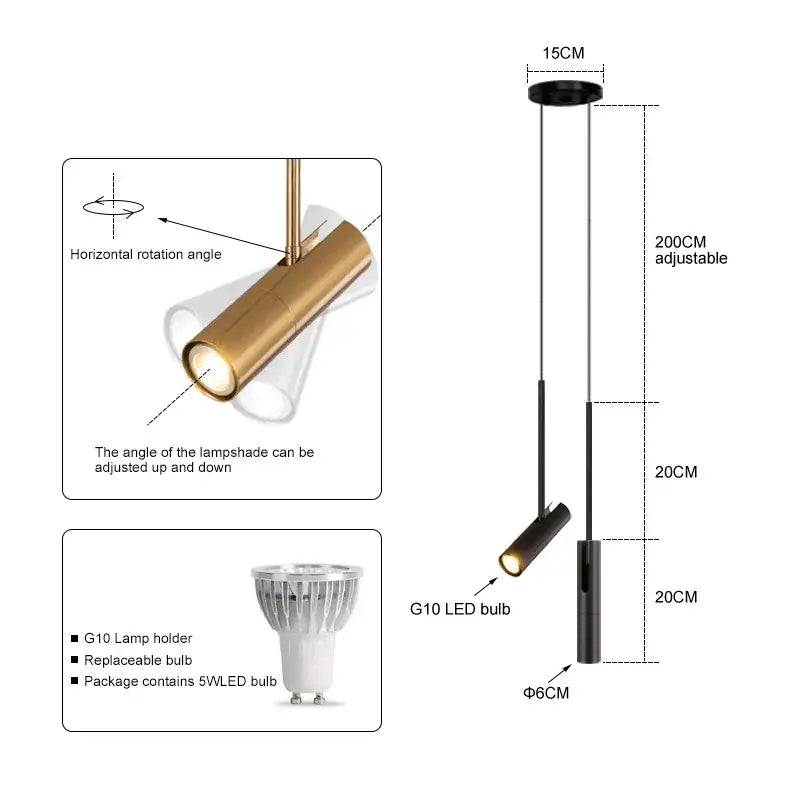 Brass Adjustable Pendant Light