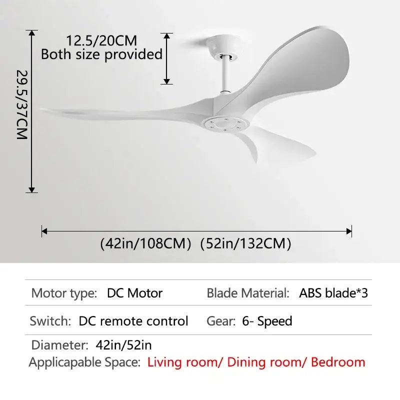 Black Wood 52-Inch Three-Blade Ceiling Fan