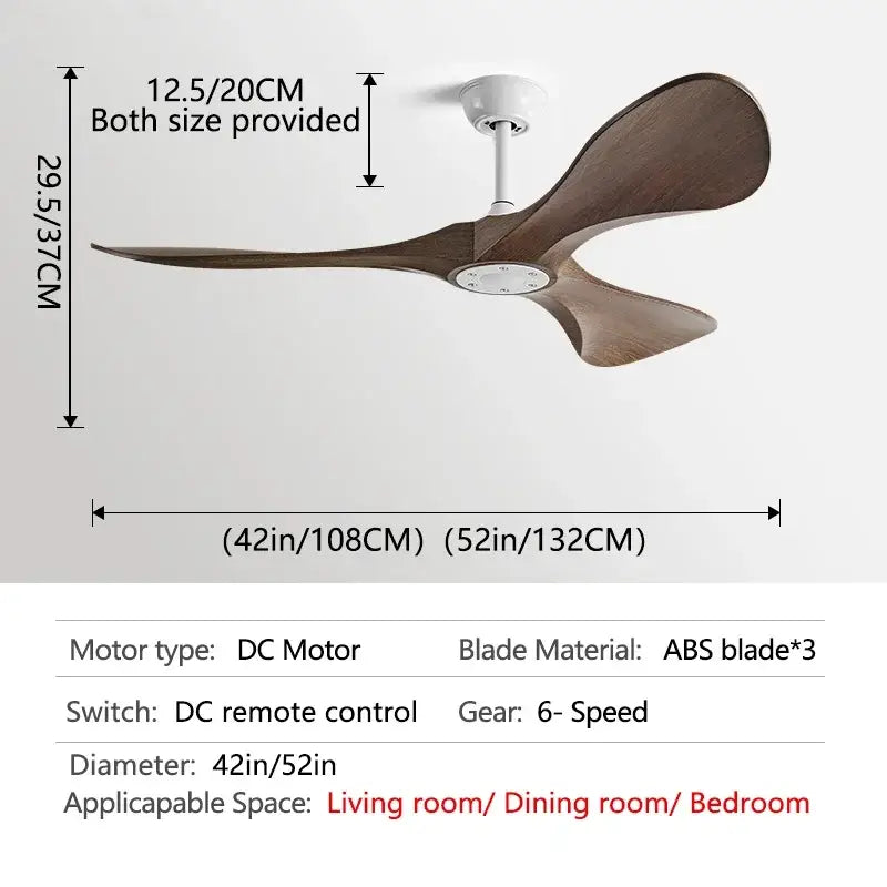 Black Wood 52-Inch Three-Blade Ceiling Fan