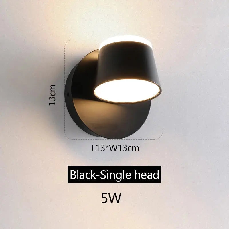 Black Adjustable Wall Sconce 3-Head 15W