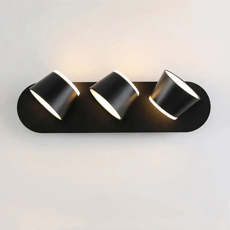 Black Adjustable Wall Sconce 3-Head 15W