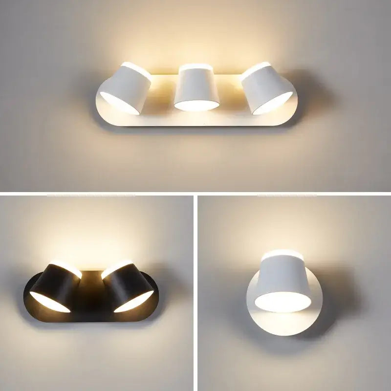 Black Adjustable Wall Sconce 3-Head 15W