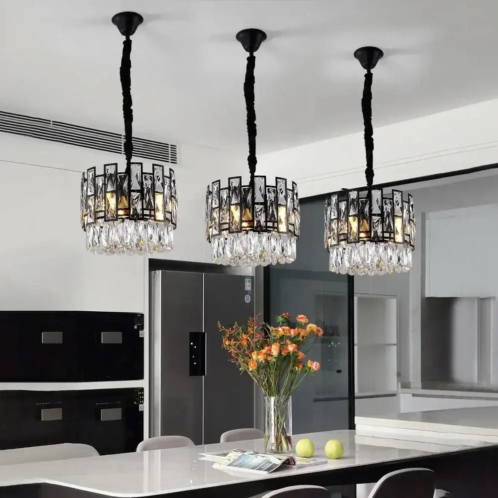 Black Crystal LED 100cm Chandelier