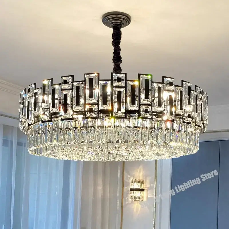Black Crystal LED 100cm Chandelier
