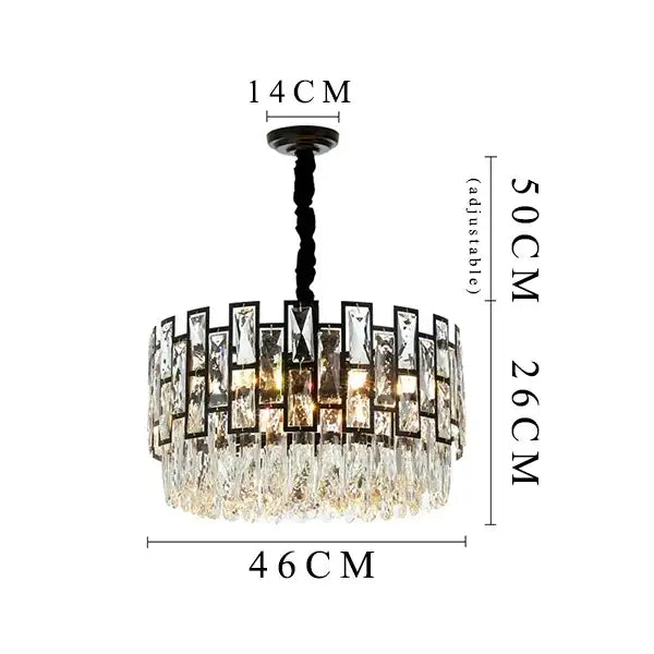 Black Crystal LED 100cm Chandelier