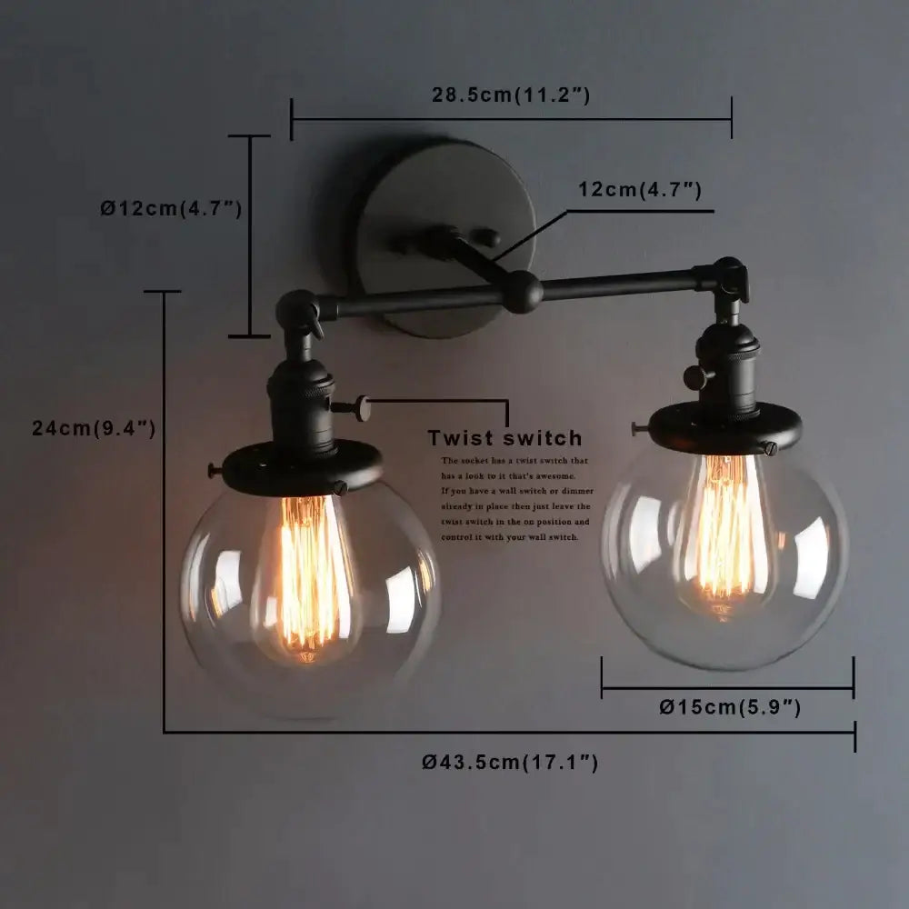 Black Globe Wall Sconce With Antique Finish
