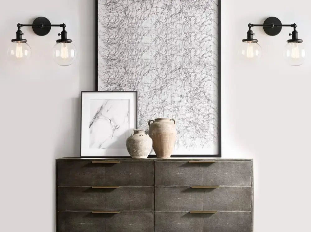 Black Globe Wall Sconce With Antique Finish
