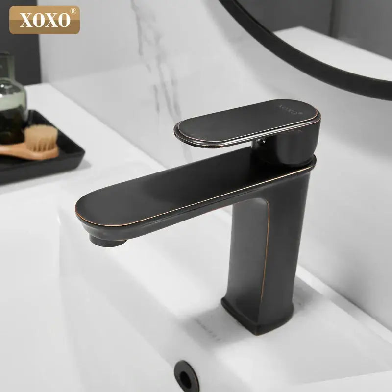 Black Brass Basin Faucet Hot and Cold Mixer