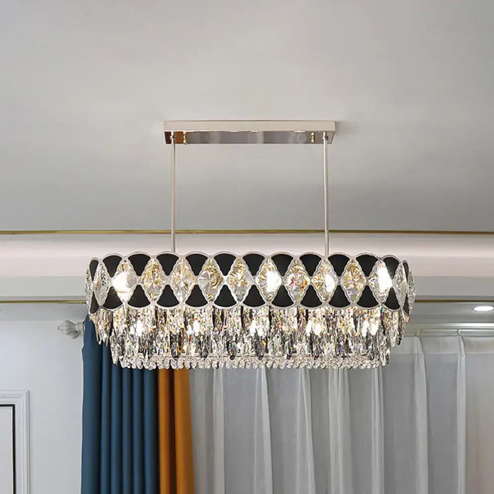 Black Crystal Oval Ornamental Chandelier