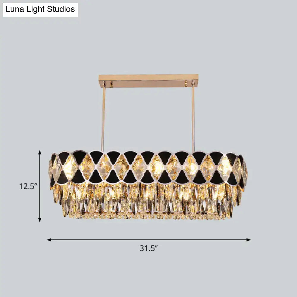 Black Crystal Oval Ornamental Chandelier